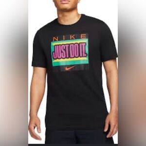 Nike Black Tee with Colorful Just Do It Graphic